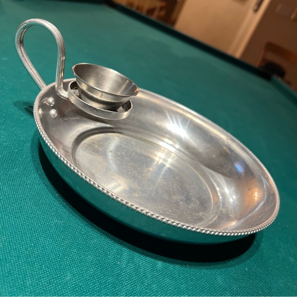 Vintage lightweight aluminum, two-tier serving dish